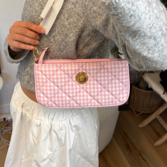 Versace Pink Shoulder Bag with Gold Emblem NWT - Picture 1 of 8